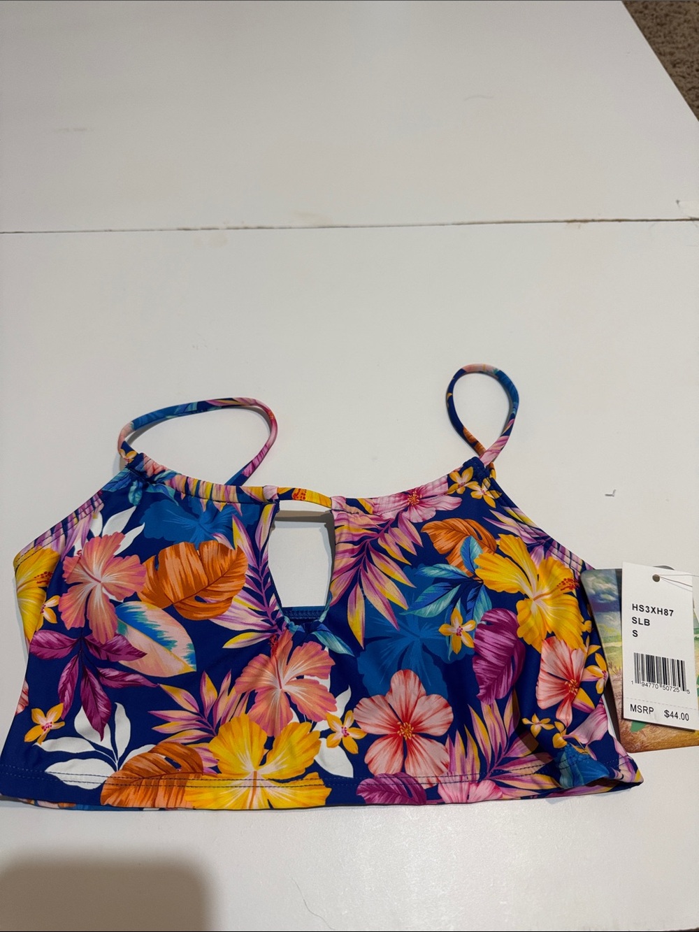 Hobie retro Hawaiian Floral Swim Top - NWT S